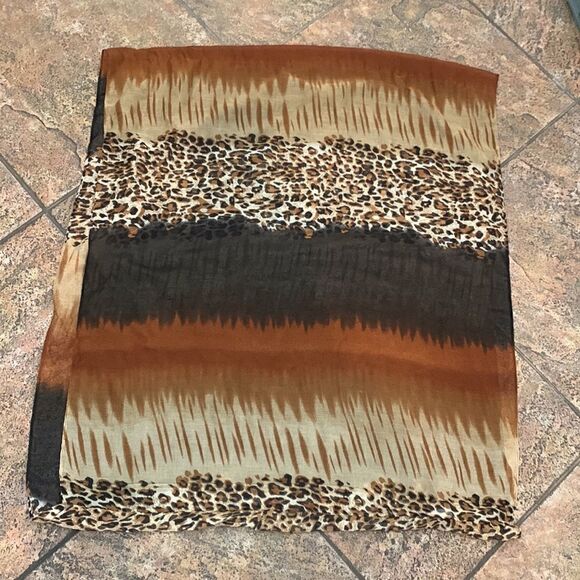 Animal Print Leopard Brown Tan Copper Woman’s Eternity Scarf 100% Polyester - Picture 5 of 6